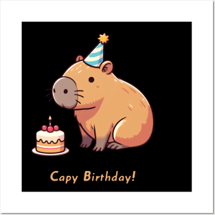 Cappy Capy Birthday Capybara Posters and Art